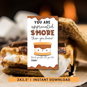 Etichetta di favore di apprezzamento Smore, etichetta di apprezzamento per lo spuntino dei dipendenti, etichetta di apprezzamento dell'insegnante di danza, etichetta di apprezzamento del cassiere, etichetta di ringraziamento
