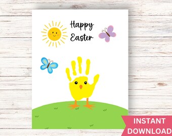 Artigianato con impronta di Pasqua di pulcino / Ricordo di Pasqua / Arte con impronta di Pasqua / Arte con impronta di bambini / Arte con impronta di primavera