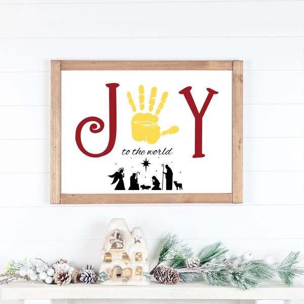 Joy Handprint Christmas Preschool, Daycare, Sunday School Craft | Baby Jesus Christian Handprint Craft  | Christmas Nativity Handprint Art