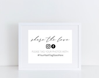 Wedding Social Media Sign Printable Hashtag Sign | Etsy