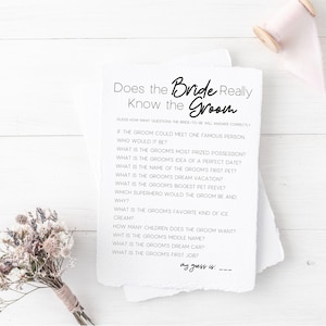 Bridal Shower Game | Does the Bride Really Know the Groom | Printable Games