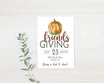 Thanksgiving with Friends |  Friendsgiving Invitation | Potluck Invite | Editable Invitation