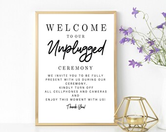 Unplugged Ceremony Sign | No Devices Ceremony Sign | Instant Download Unplugged Wedding Sign |