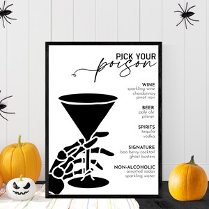 Spooky Pick Your Poison Sign! Customizable Halloween Drink Menu | Spooky Party Sign | Editable Cocktail Choices