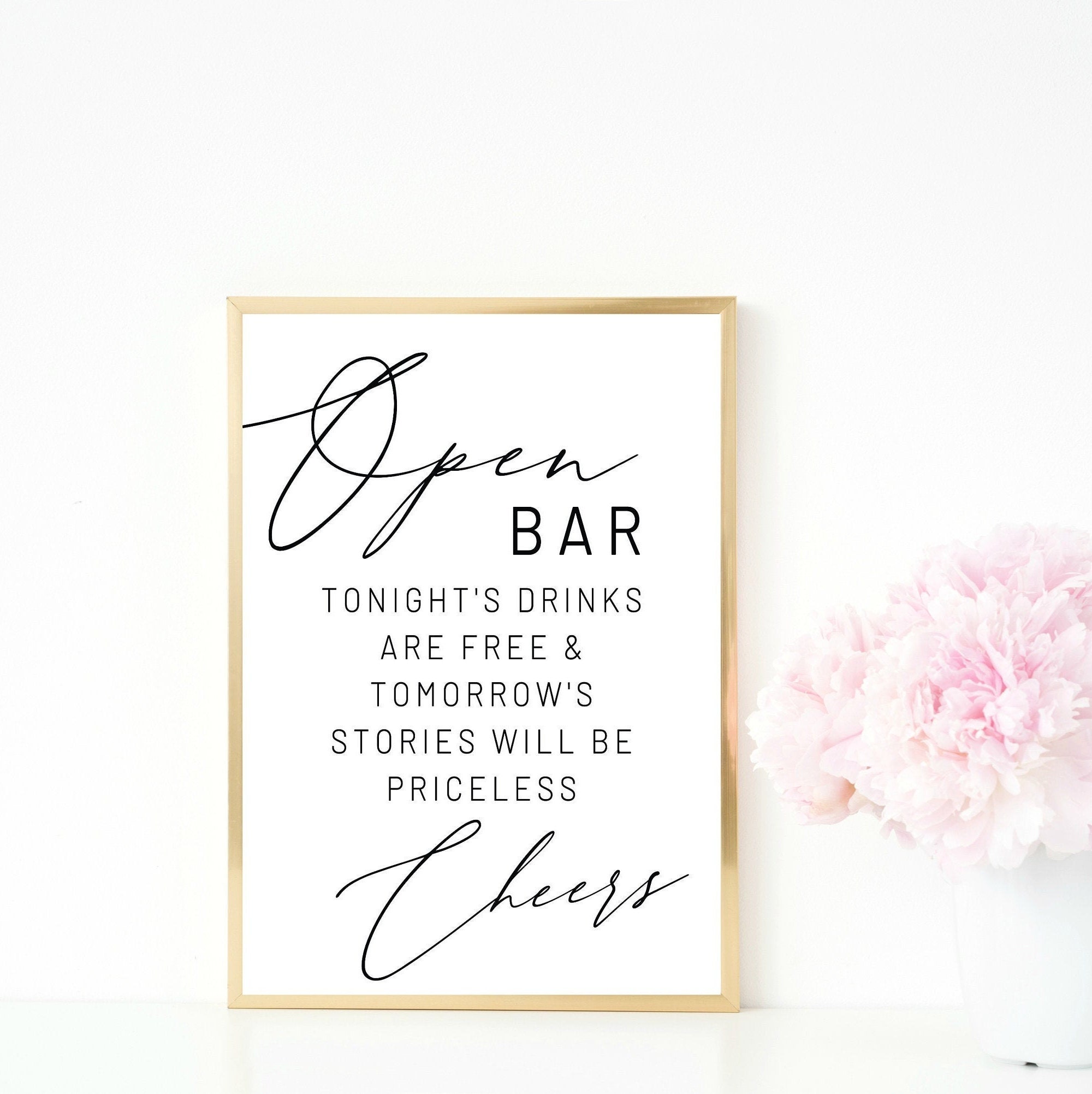 Open Bar Sign | Instant Download Sign | Priceless Memories Tomorrow - Etsy