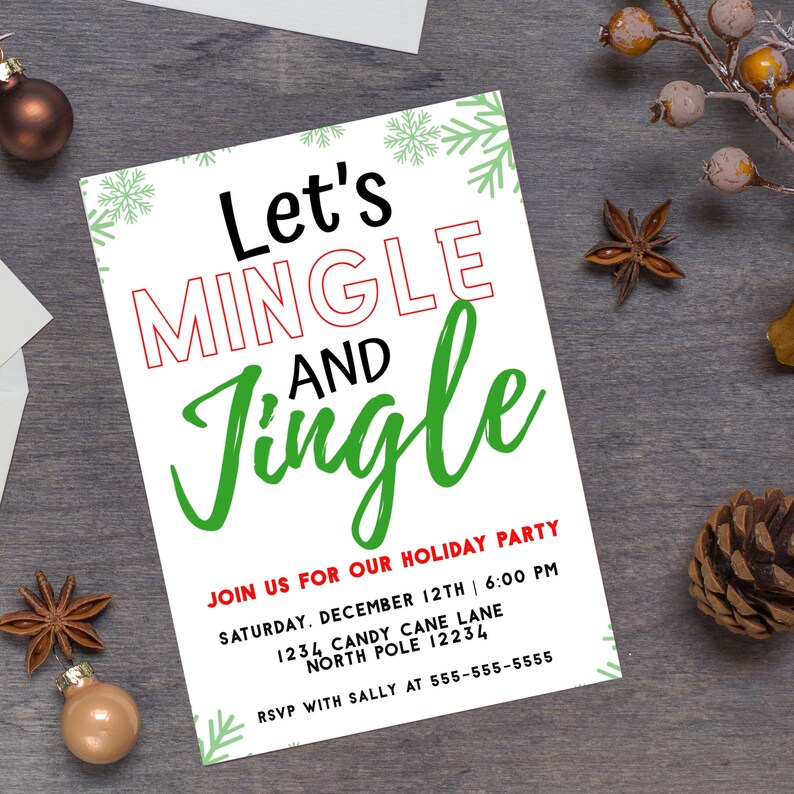 Let's Mingle and Jingle Christmas Invite | Adult Holiday Party ...