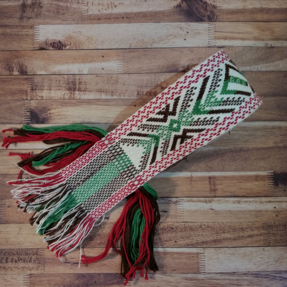 Traditional Lithuanian Handwoven Sash Green Red and Brown - Etsy UK