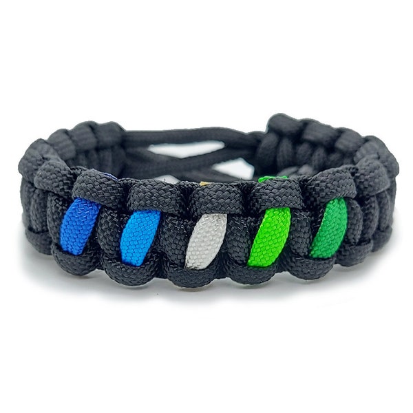 Gay Male MLM Flag Paracord Bracelet - Adjustable - LGBT