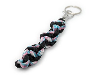 Trans Spiral Keychain or Zipper Pull - LGBT Key Fob Gift