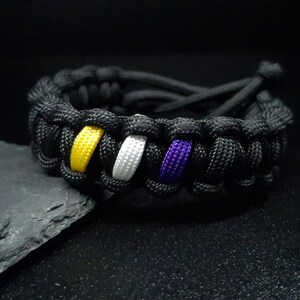 Nonbinary Pride Flag Paracord Bracelet - Adjustable - LGBT
