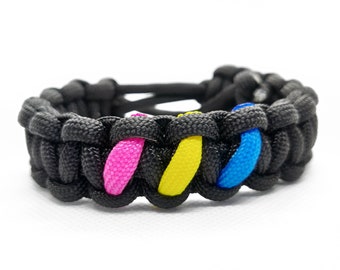 Pansexual Pride Flag Adjustable Paracord Bracelet LGBT