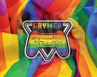 Gaymer LGBT Pride Vinyl Sticker - Rainbow Gay Lesbian LGBTQ Video Game Water Bottle Laptop Decal