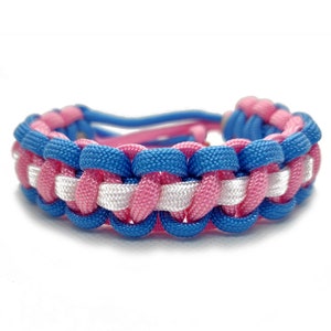 Transgender Pride Flag Paracord Bracelet - Adjustable - LGBT