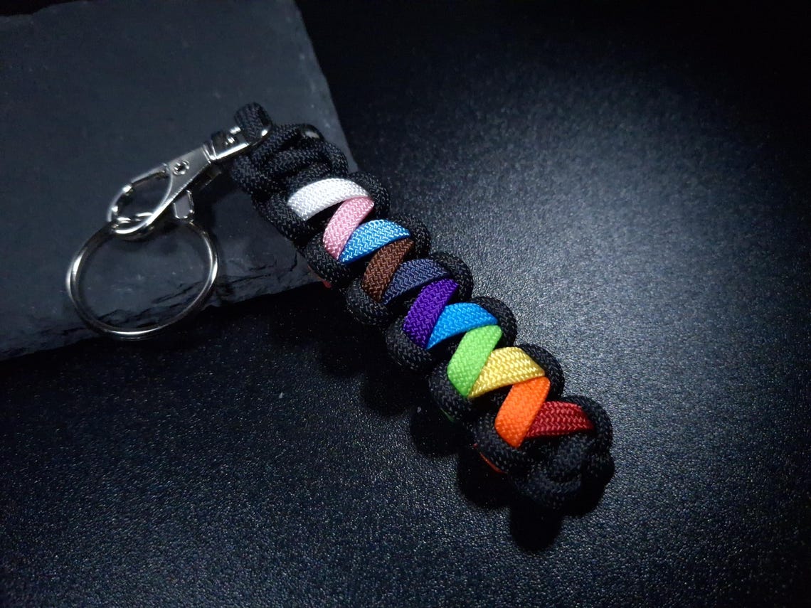 Pride Flags Key Progress Modern Pride Flag Keychain or Zipper Pull - LGBT Key Fob Gift ...