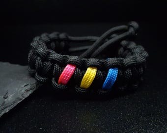 Pansexual Pride Flag Adjustable Paracord Bracelet LGBT