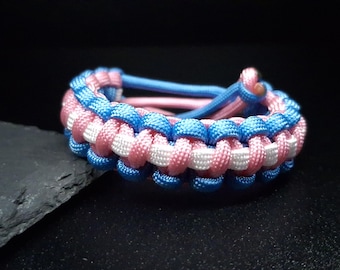 Transgender Pride Flag Paracord Bracelet - Adjustable - LGBT