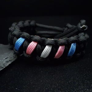 Transgender Pride Flag Stripes Adjustable Paracord Bracelet Trans LGBT