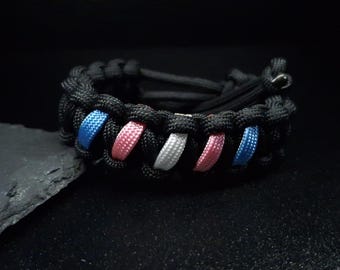 Transgender Pride Flag Stripes Adjustable Paracord Bracelet Trans LGBT