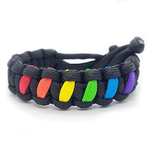Rainbow Gay Pride Flag Adjustable Paracord Bracelet LGBT