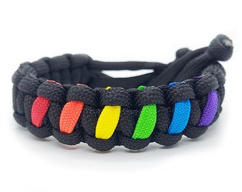 Rainbow Gay Pride Flag Adjustable Paracord Bracelet LGBT