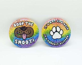 Furry Rainbow Glitter Pinback Button Pack - LGBT Badge Pin Furries Fursuit