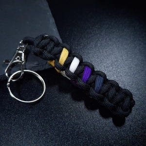 Nonbinary Enby Pride Keychain or Zipper Pull - LGBT Key Fob Gift