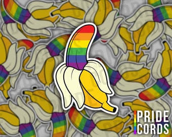 Rainbow Banana LGBT Pride Vinyl Sticker - LGBTQ Water Bottle Laptop Decal