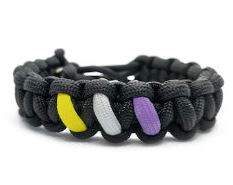 Nonbinary Pride Flag Paracord Bracelet - Adjustable - LGBT
