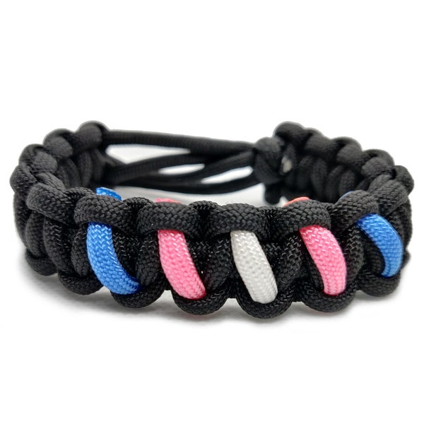 Transgender Pride Flag Stripes Adjustable Paracord Bracelet Trans LGBT