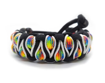 Rainbow Pop Pride Paracord Bracelet - Adjustable - LGBT
