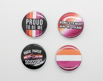 Lesbian Pride Pinback Button Pack - LGBT Badge Pin