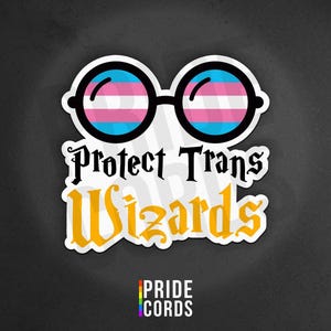 Protect Trans Wizards - Transgender Rights - 3 Inch Vinyl Sticker zdjęcie 1