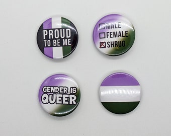 Genderqueer Pride Pinback Button Pack - LGBT Badge Pin