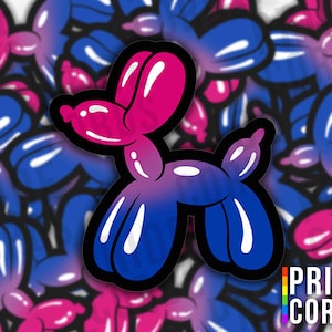 Bisexual Pride Flag Balloon Dog LGBT Vinyl Sticker - Water Bottle Laptop Decal