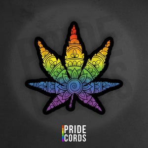 Rainbow Pot Leaf  - Weed Stoner - 3 Inch Vinyl Sticker