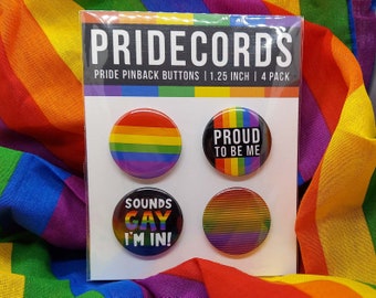 Rainbow Gay Pride Pinback Button Pack - LGBT Badge