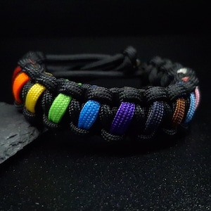 Progress Pride Flag Adjustable Paracord Bracelet LGBT
