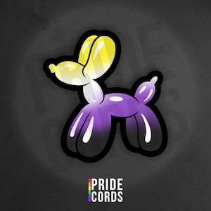 Nonbinary Pride Balloon Dog - LGBT - 3 Inch Vinyl Sticker