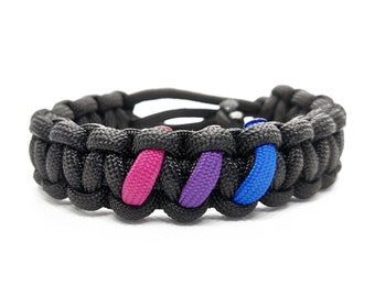 Bisexual Pride Flag Paracord Bracelet - Adjustable - LGBT