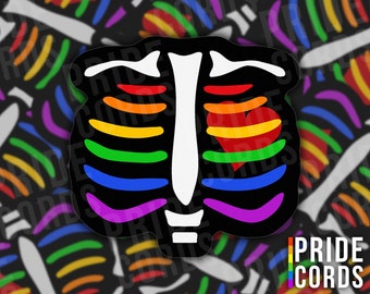 Rainbow Skeleton LGBT Pride Vinyl Sticker - Halloween LGBTQ Water Bottle Laptop Decal