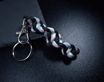 Trans Spiral Keychain or Zipper Pull - LGBT Key Fob Gift