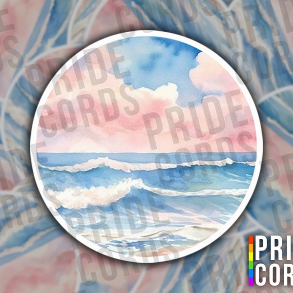 Trans Flag Subtle Watercolor Sticker Transgender LGBT Vinyl Sticker - Water Bottle Laptop Decal