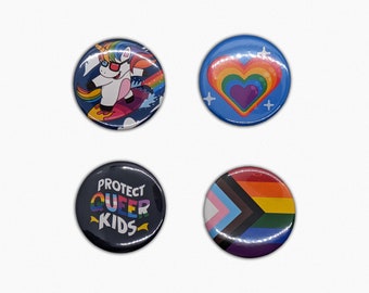 Fun Rainbow Progress Pride Pinback Button Pack - LGBT Badge Pin