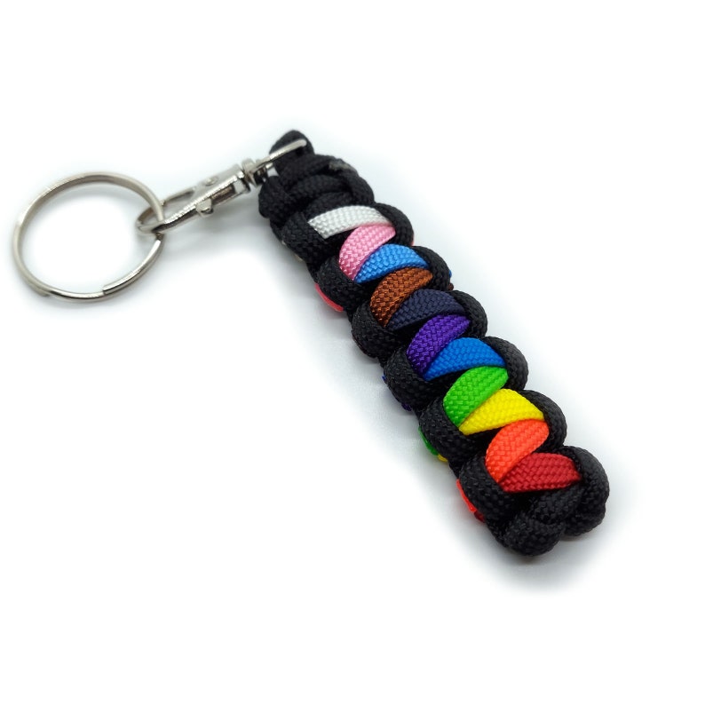Progress Modern Pride Flag Keychain or Zipper Pull LGBT Key Fob Gift image 1