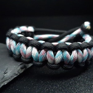 Trans Grafitti Transgender Pride Flag Paracord Bracelet - Adjustable - LGBT