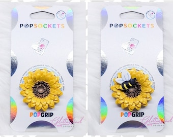 Custom 3D Sunflower PopSocket, Sunflower Gifts,  PopGrip, Bee Phone Grip Accessories, Phone Case, Boho Floral, Flower Charm