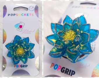 Teal Succulent PopSocket PopGrip, 3D Flower PopSocket, Plant Mom Gift, Botanical Phone Accessories, Cottagecore Phone Grip, Unique Gifts For