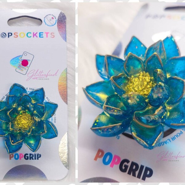 Teal Succulent PopSocket PopGrip, 3D Flower PopSocket, Plant Mom Gift, Botanical Phone Accessories, Cottagecore Phone Grip, Unique Gifts For