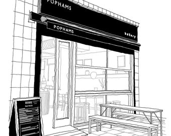 Ilustracja Pophams Bakery Shopront, Londyn