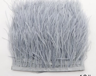 55 colors light gray ostrich feather trim 4-5inch wide ostrich feather fringe trim 1 yard ostrich feather for sewing craft supply